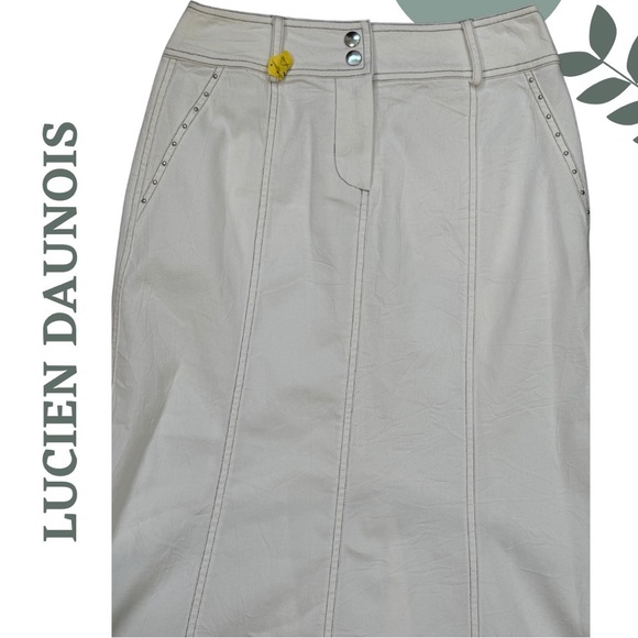 Lucien Daunois Vintage Flared White Midi Skirt | Boho A-Line | Size 34 - Picture 3 of 6